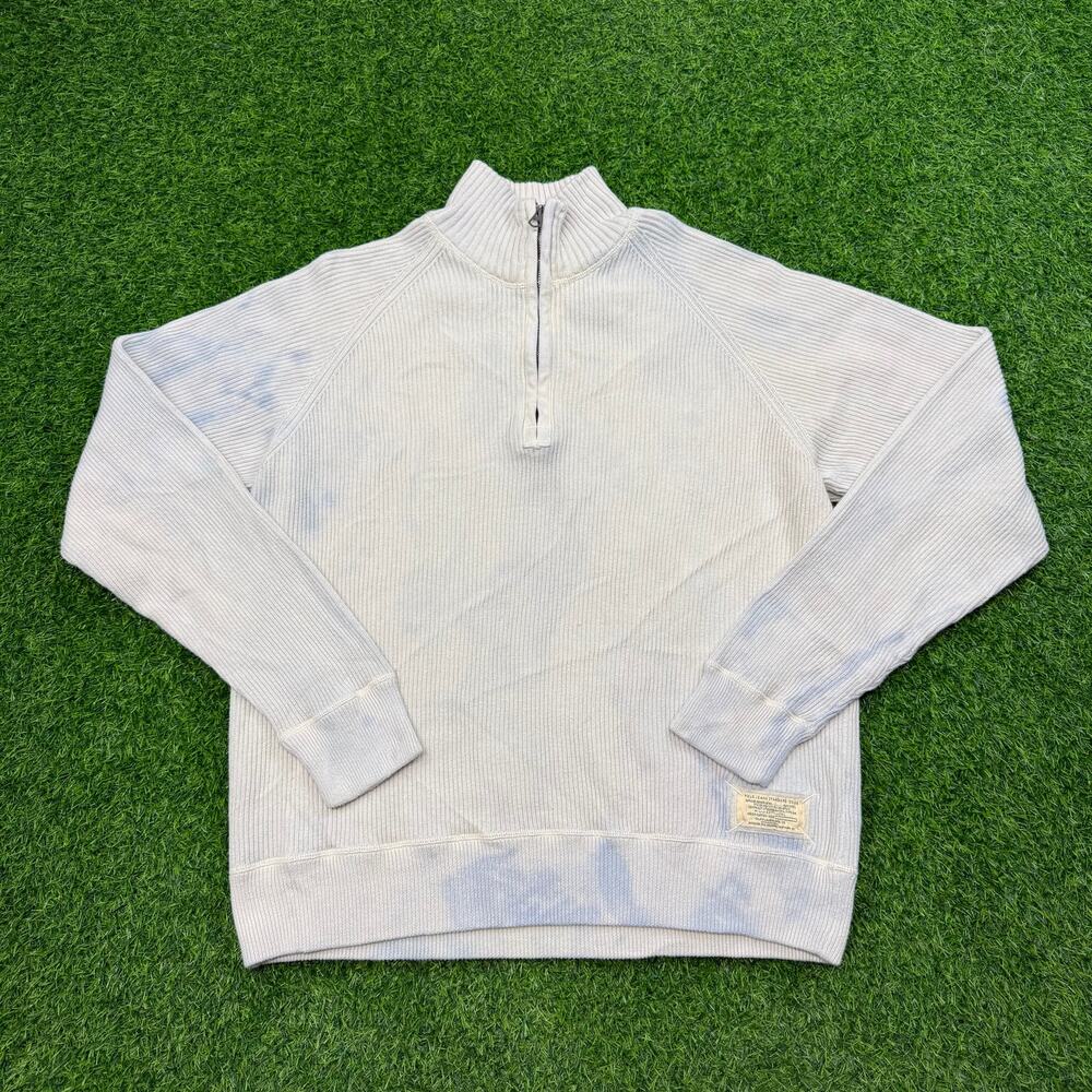 Vintage 00s Polo Jeans Co. 1/4 Zip Bleach Splash Sweater Mens XL